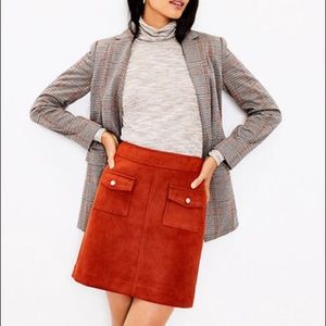 LOFT Rust Faux Suede Pocket Skirt